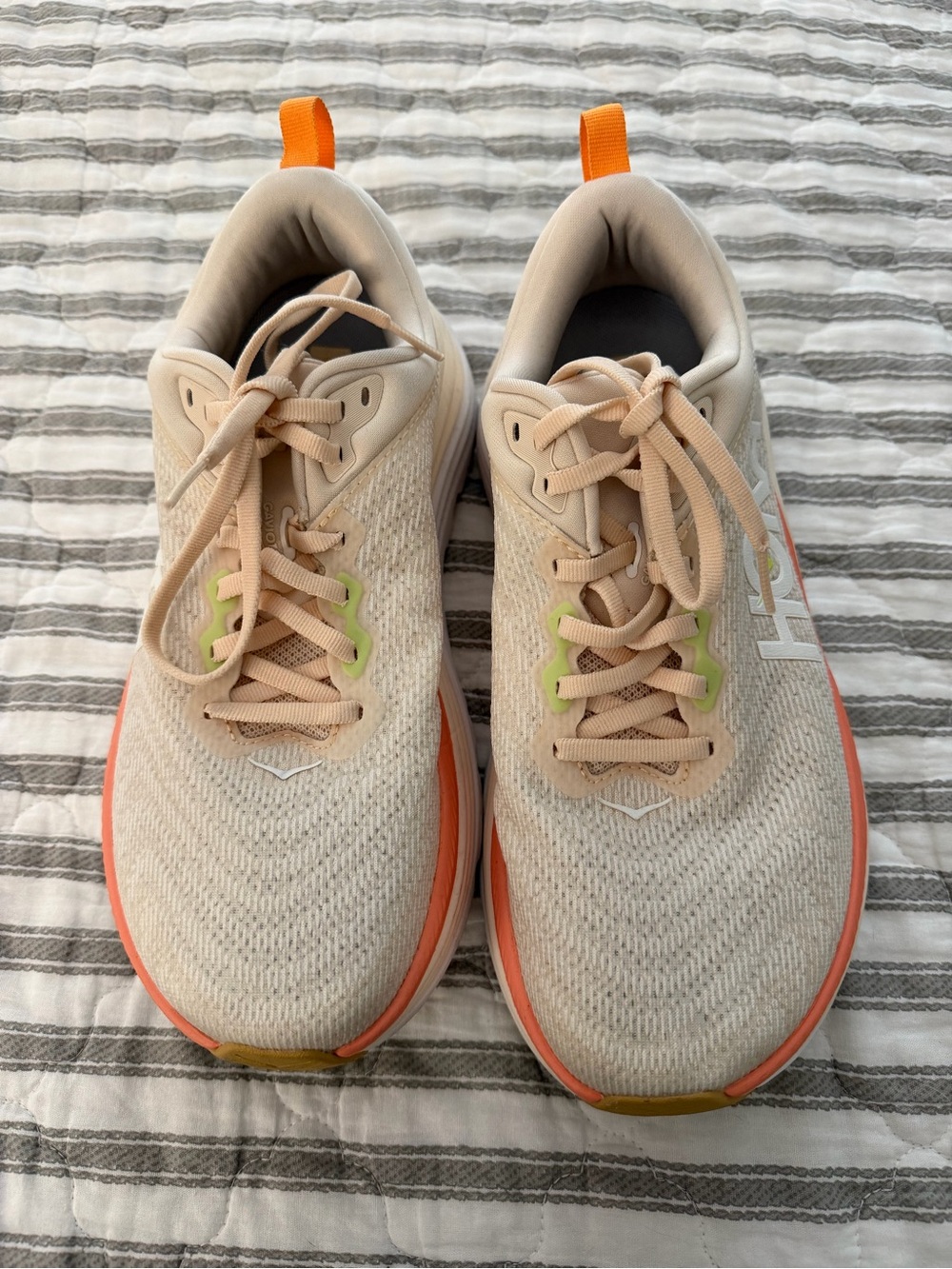 Hoka Beige and Orange Women's Athletic Sneakers